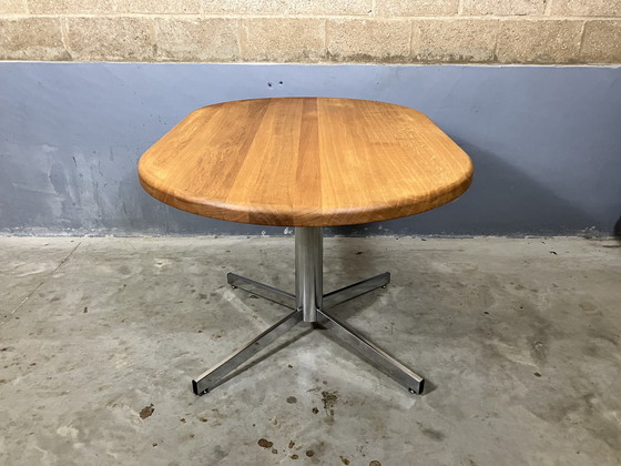 Image 1 of Oval oak table desk chrome