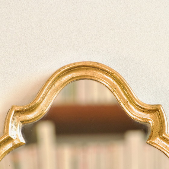 Image 1 of Baroque Wooden Mirror Gilded With Gold Leaf