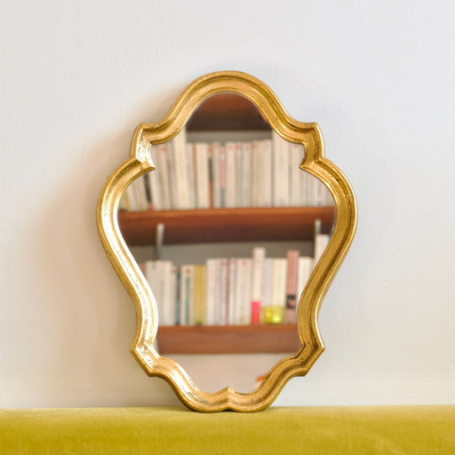 Baroque Wooden Mirror Gilded With Gold Leaf