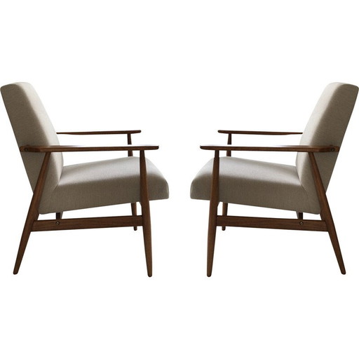 Pair of mid century beige armchairs by Henryk Lis, 1960s