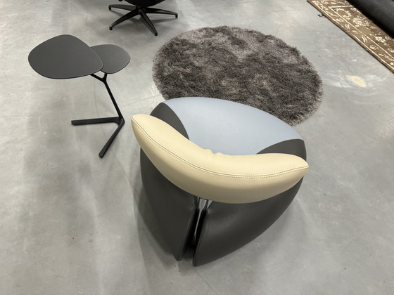 Image 1 of Leolux Fauteuil Pallone Cuir Bleu Gris