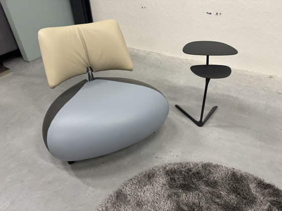 Image 1 of Leolux Fauteuil Pallone Cuir Bleu Gris