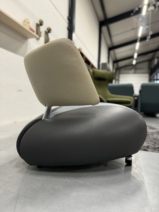 Image 1 of Leolux Fauteuil Pallone Cuir Bleu Gris