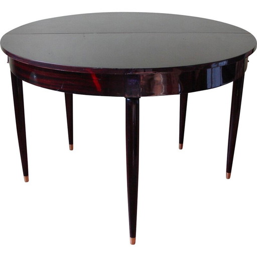 Consolle vintage in legno di mogano e ottone, 1950