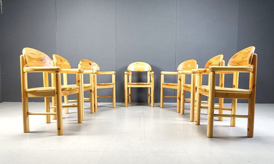 Image 1 of Rainer Daumiller Pine Wood Dining Chairs For Hirtshals Savvaerk Set Of 7, 1980S