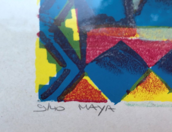 Image 1 of Marianne Aulman, genummerde zeefdruk (9/40) uit 1993, ingelijst met passe-partout