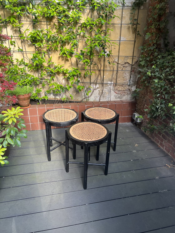 Image 1 of 3x Rattan stool