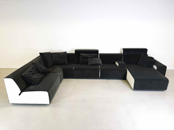 Image 1 of Corner sofa couch Cor Kelp fabric (velvet) leather gray white design