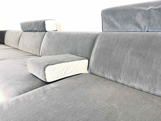 Image 1 of Corner sofa couch Cor Kelp fabric (velvet) leather gray white design