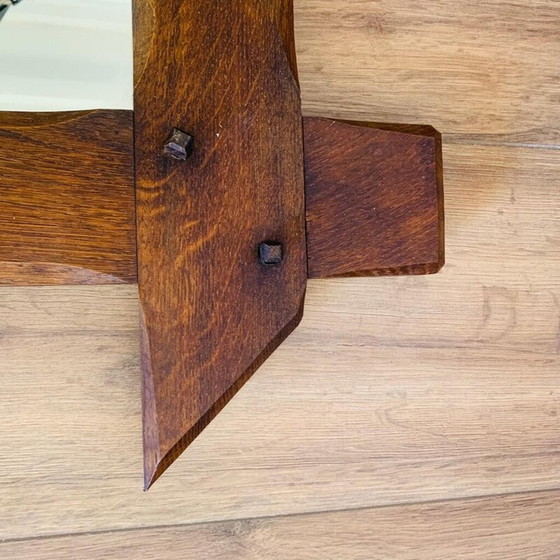 Specchio brutalista vintage con cornice in rovere massello (photo 13 of 13)