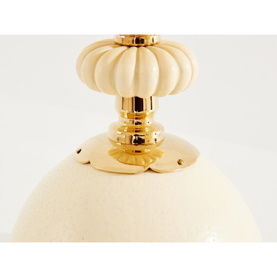 Image 1 of Pair of vintage brass ostrich egg candlesticks by Christian Dior, 1970