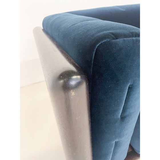 Image 1 of Mid-century blue velvet Cornaro sofa by Carlo Scarpa for S.Gavina, Italy 1970s