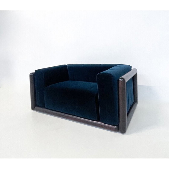 Image 1 of Mid-century blue velvet Cornaro sofa by Carlo Scarpa for S.Gavina, Italy 1970s