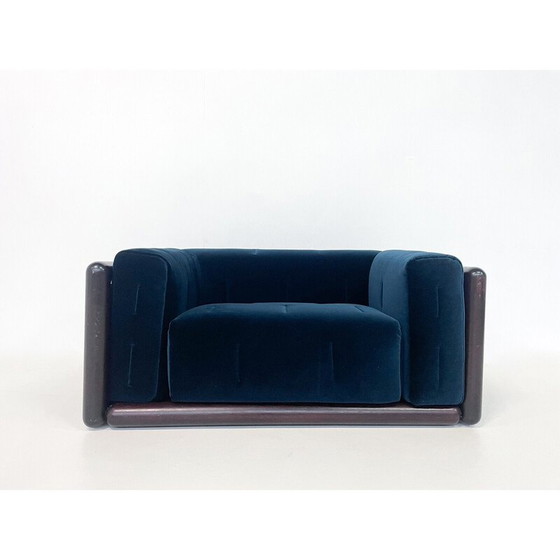 Image 1 of Mid-century blue velvet Cornaro sofa by Carlo Scarpa for S.Gavina, Italy 1970s