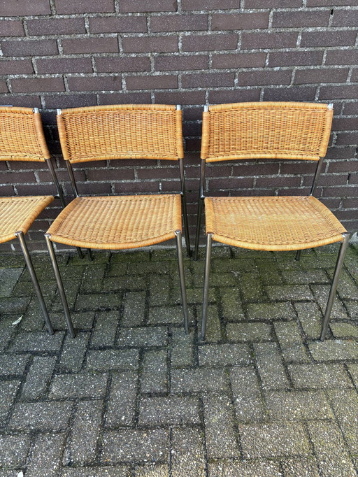 4X Rattan Chair In The Style Of Martin Visser