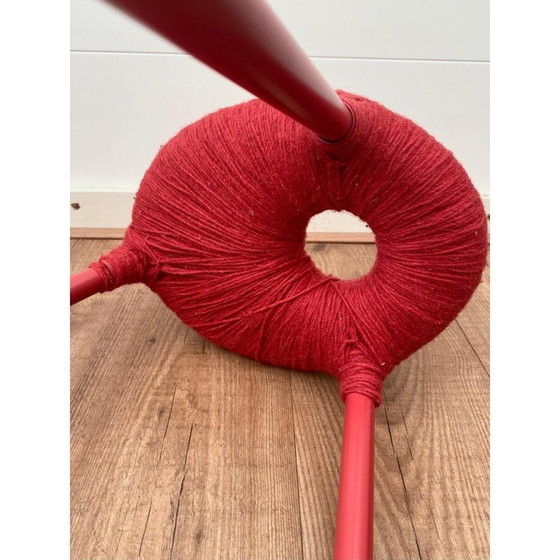 Image 1 of Vintage red metal and wool stool model Eskilstuna by Ikea, 1990s