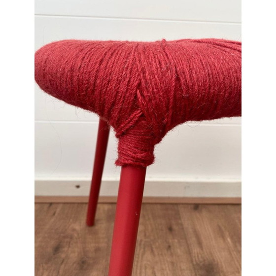 Image 1 of Vintage red metal and wool stool model Eskilstuna by Ikea, 1990s