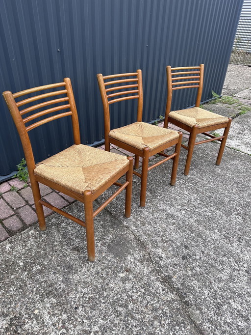 3 x vintage teak dining room chairs