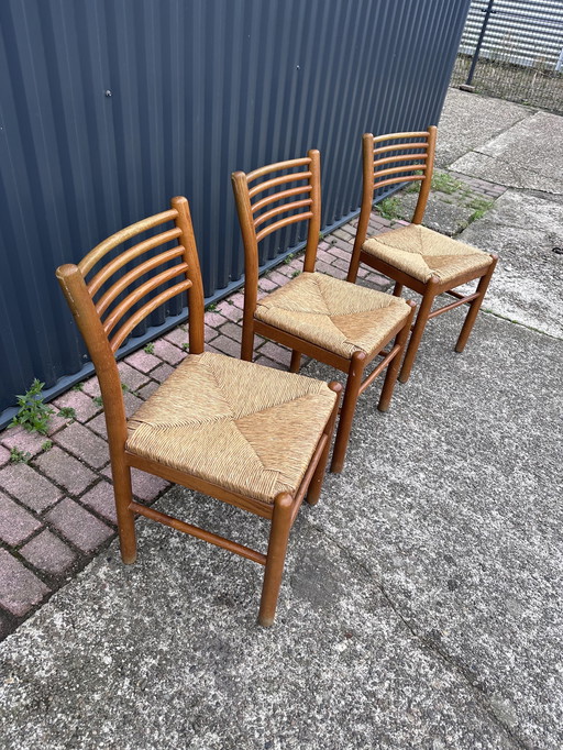 3 x vintage teak dining room chairs