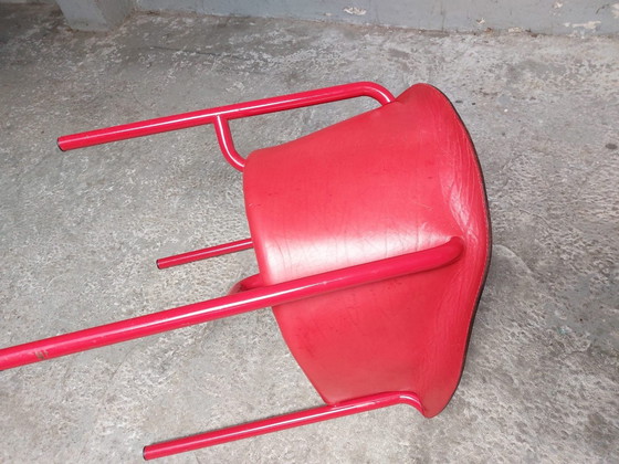 Image 1 of Red Leather Armchair Memphis Style 80'