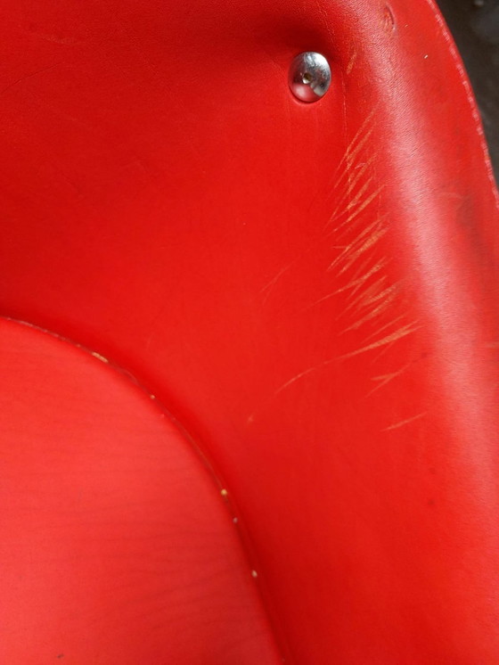 Image 1 of Red Leather Armchair Memphis Style 80'