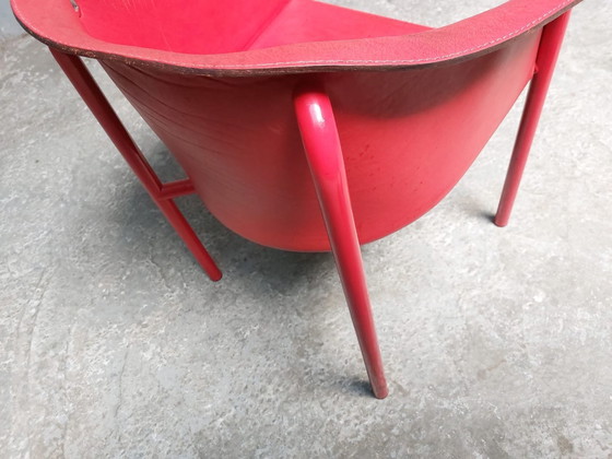 Image 1 of Red Leather Armchair Memphis Style 80'