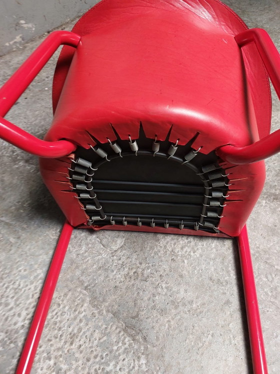 Image 1 of Red Leather Armchair Memphis Style 80'