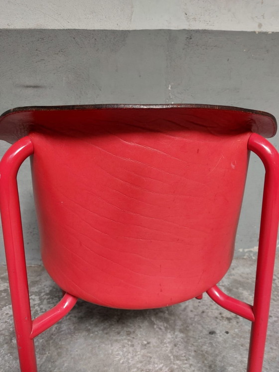 Image 1 of Red Leather Armchair Memphis Style 80'