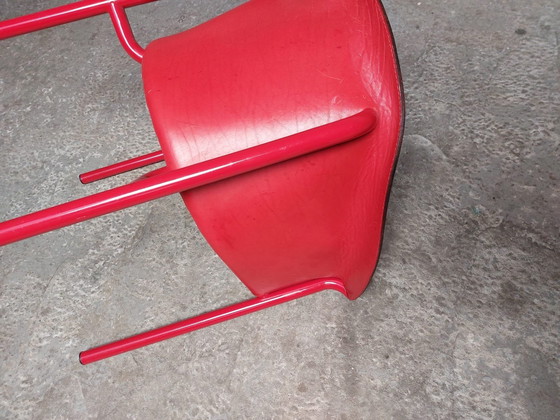 Image 1 of Red Leather Armchair Memphis Style 80'