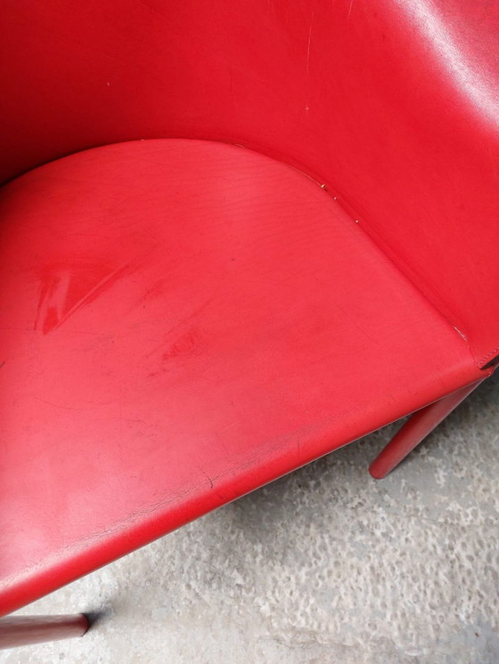 Image 1 of Red Leather Armchair Memphis Style 80'