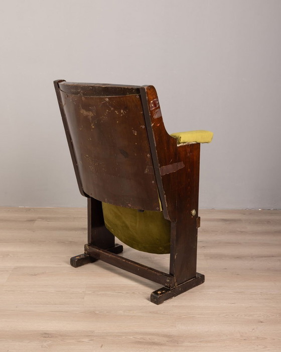 Image 1 of Vintage Italian Cinema Chair in Green Velvet, 1960s