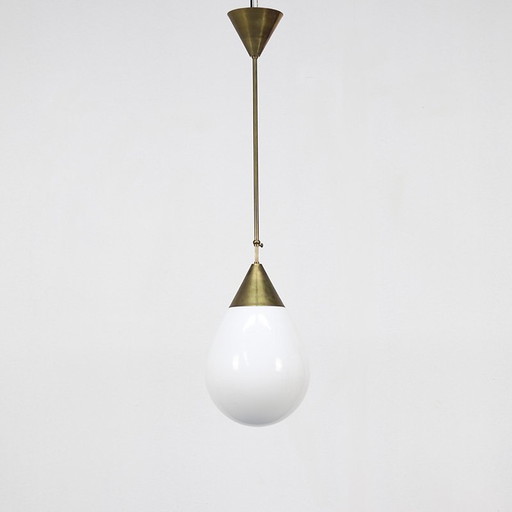 Large Art Deco Drop Opaline Pendant Lamp