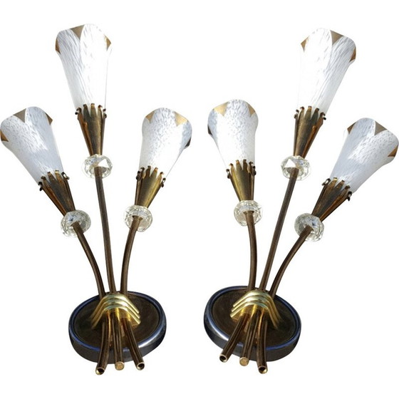Image 1 of Pair of vintage wall lamps by Lunel, Paris 1950