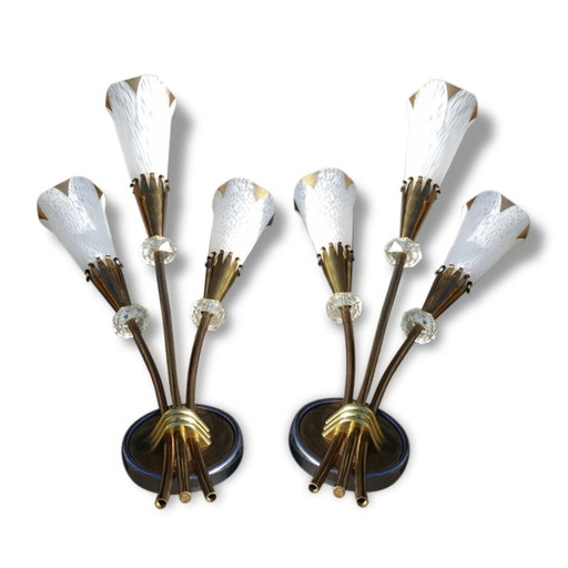 Pair of vintage wall lamps by Lunel, Paris 1950