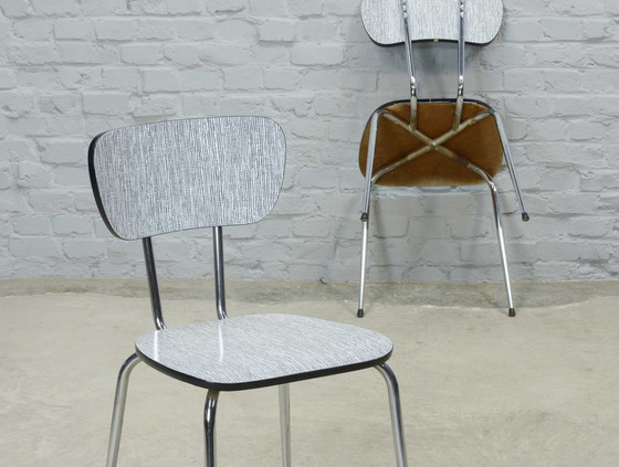 Image 1 of Set of Two Zebra Black & White Vintage Design Brabantia Kitchen Chairs, The Netherlands, 1960s. Ref. CH220-2