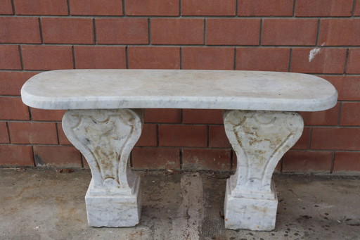 White Marble Garden Bench