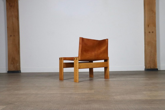 Image 1 of Monk Lounge Chair In Cognac Leather By Afra And Tobia Scarpa For Molteni Italy 1974