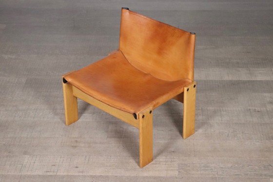 Image 1 of Monk Lounge Chair In Cognac Leather By Afra And Tobia Scarpa For Molteni Italy 1974