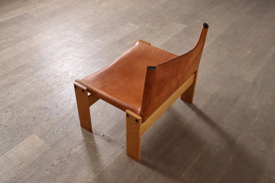 Image 1 of Monk Lounge Chair In Cognac Leather By Afra And Tobia Scarpa For Molteni Italy 1974