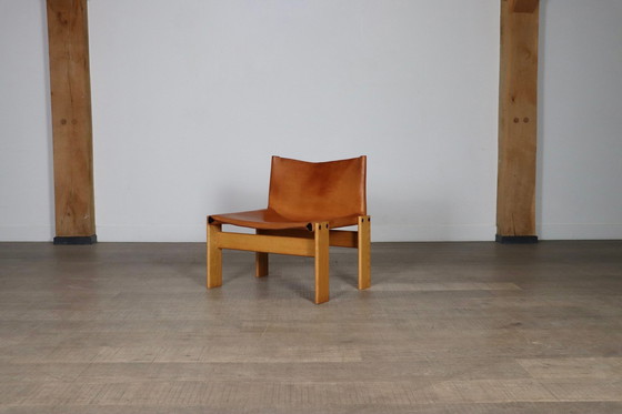 Image 1 of Monk Lounge Chair In Cognac Leather By Afra And Tobia Scarpa For Molteni Italy 1974