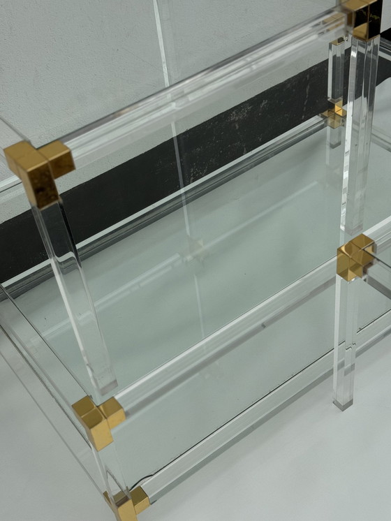 Image 1 of Trio Of Hollywood Regency Lucite And Glass Tables