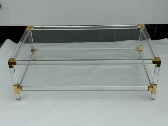 Image 1 of Trio Of Hollywood Regency Lucite And Glass Tables