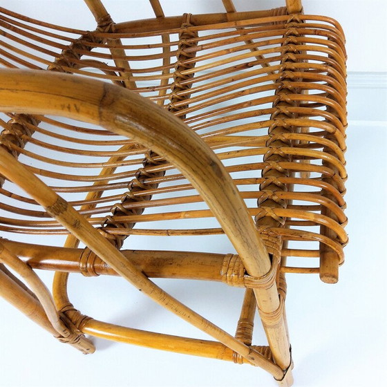 Image 1 of Pair of Large vintage bamboo rattan armchairs 1960