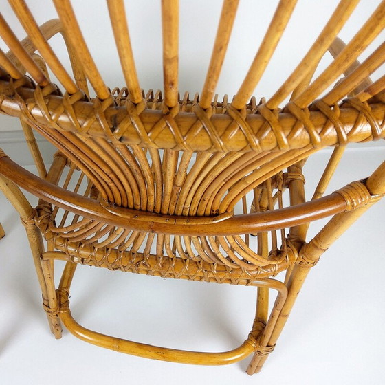 Image 1 of Pair of Large vintage bamboo rattan armchairs 1960