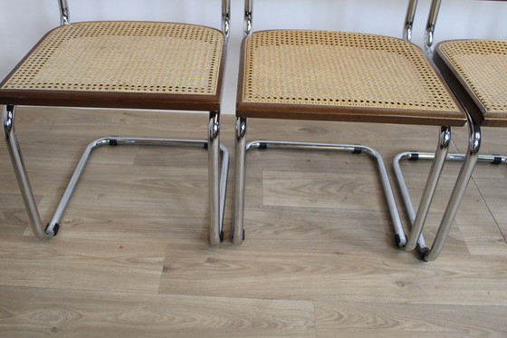 Image 1 of 4 Chairs Model B32 Dark Beech And Steel Tube 1960 Italy