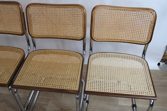 Image 1 of 4 Chairs Model B32 Dark Beech And Steel Tube 1960 Italy