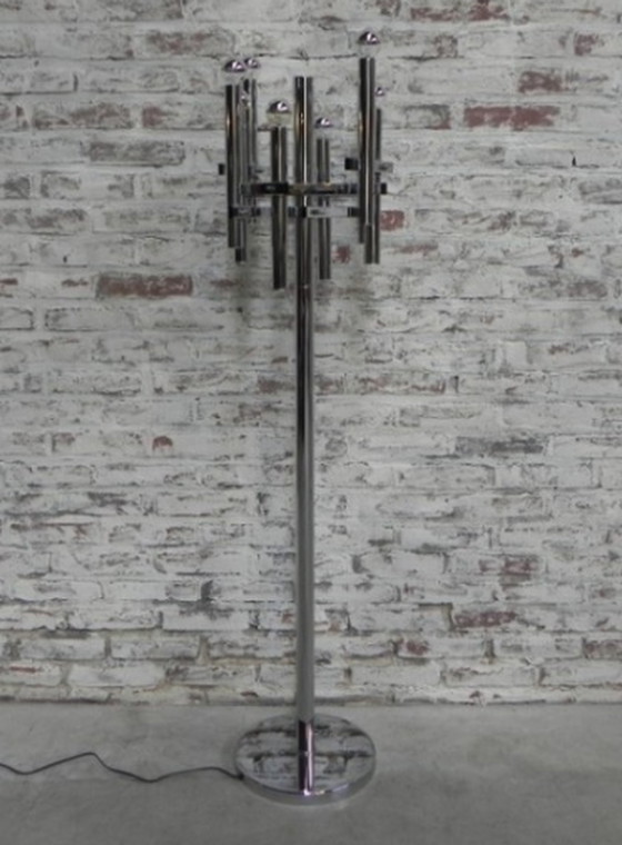 Image 1 of Standing chrome lamp uplight with 8 points of light