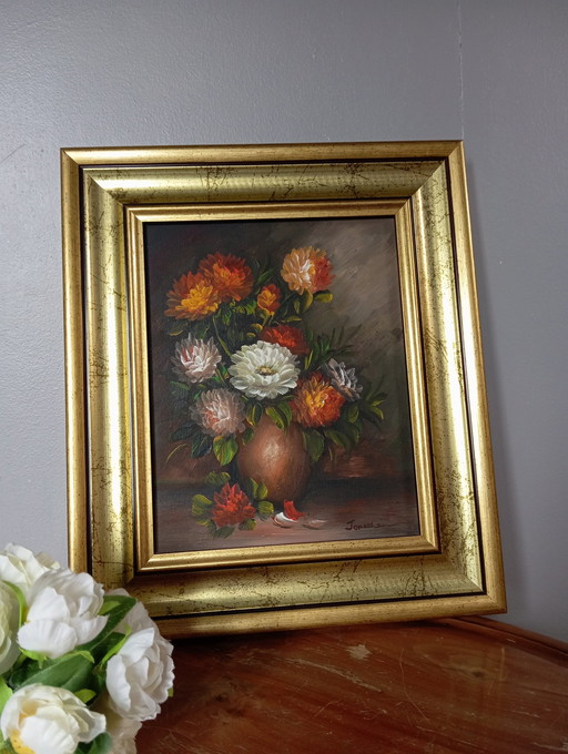 Oil On Canvas Peony Bouquet