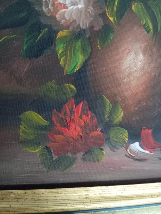 Image 1 of Oil On Canvas Peony Bouquet