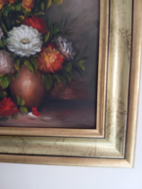 Image 1 of Oil On Canvas Peony Bouquet